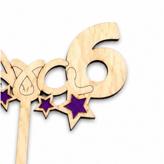 Ξύλινο Cake Topper Μικρόφωνο | Όνομα & Ηλικία | Σετ με Αστέρια